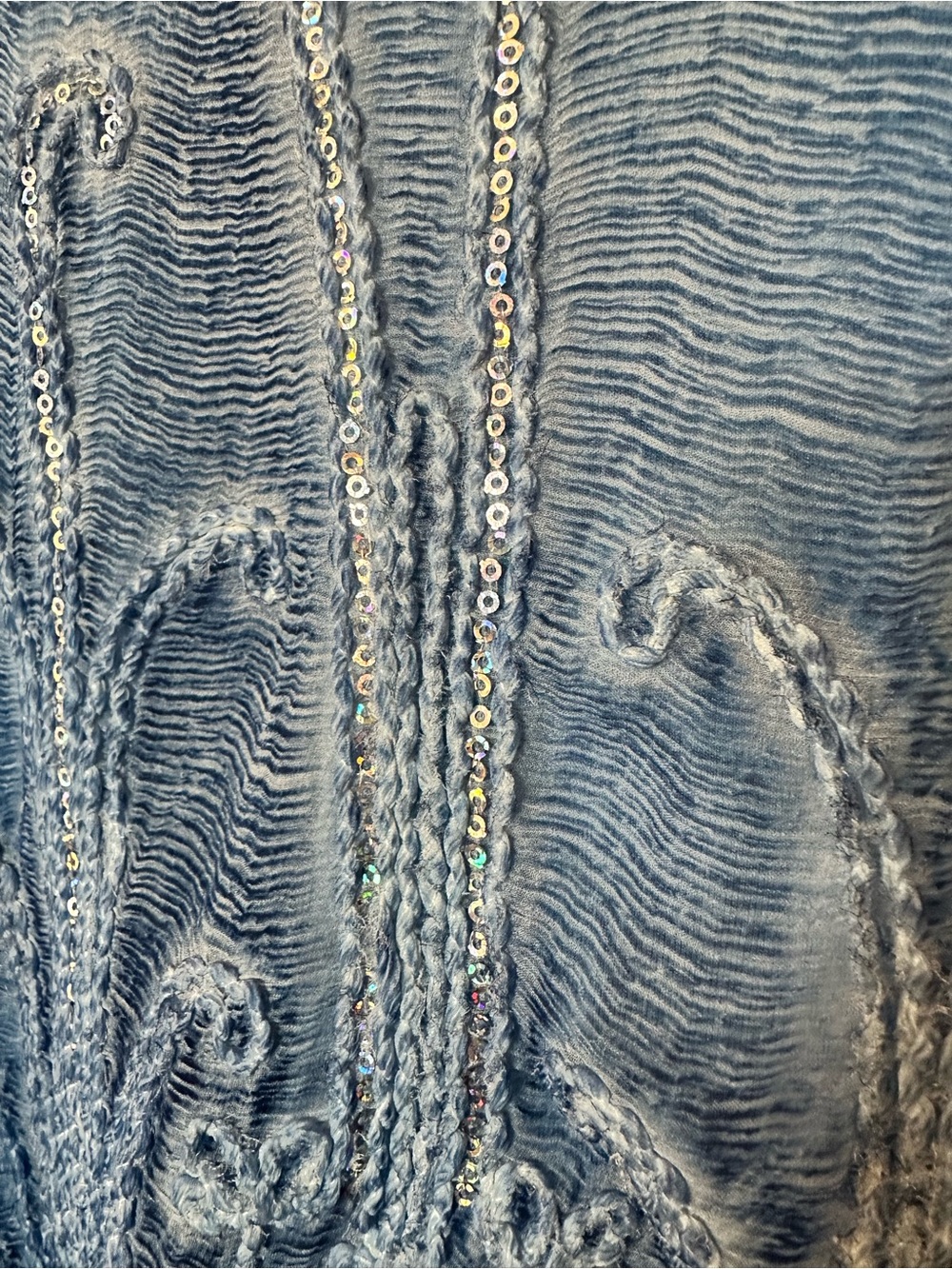 Soft Surroundings blue Silk Romance embroidered sequin tunic tank size Medium - Picture 7 of 10